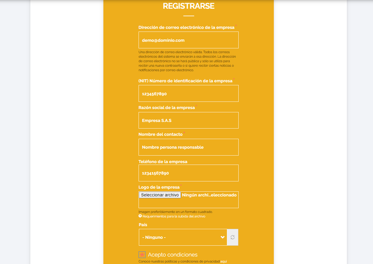 Formato crear cuenta