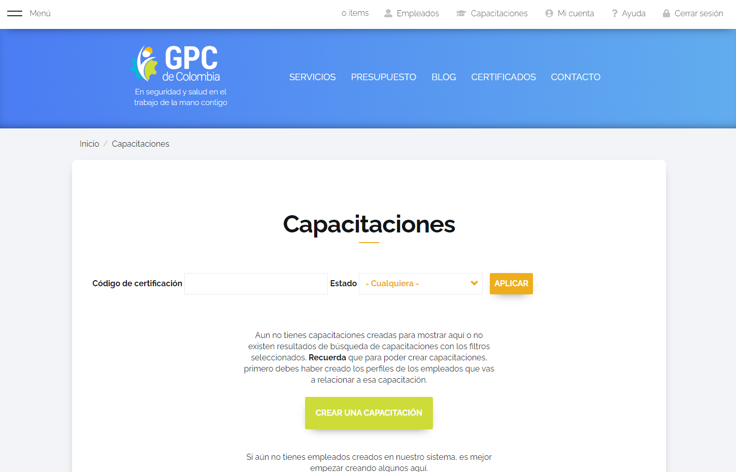 Menu capacitaiones